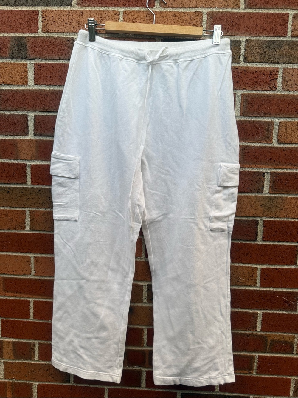 N.Y.L. New York Laundry White Cargo Sweatpants Size Large Cotton Stretch